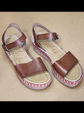 Blowfish Malibu Platform Slingback Sandals Wedge Platform Brown Womens US 10